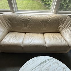 White Leather Couch And Loveseat 