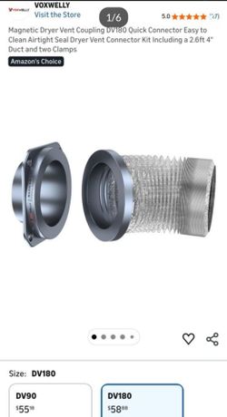 Magnetic Dryer Vent Coupling DV180 Quick Connector Easy to Clean Airtight Seal Dryer Vent Connector Kit Including a 2.6ft 4" Duct and two Clamps