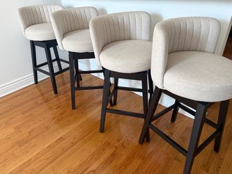 Set of 4 Upholstered Swivel Bar Stools