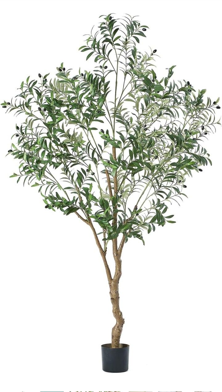 7FT Olive Tree Artificial Plant Decor - Tall Fake Tree for Home Decor Faux Plant Indoor 2000 Leaves Artificial Olive Tree