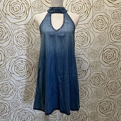 Anthropologie Cloth & Stone Lazuli Chambray Halter Dress 