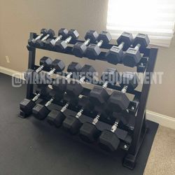 NEW DUMBBELL SET 5-50 WITH RACK 
