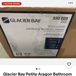 Glacier Bay Petite Aragon Bathroom Pedestal Sink Basin 333 025 White 20”x17”9.7”