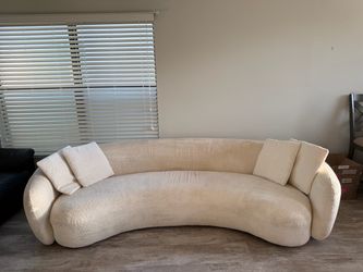 Modern Curved Bouclé Sofa