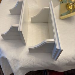 Real Wood Rustic White Farmhouse Wall Shelves  2 Pack 