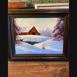 One of my favorites out of all the art that I have sold 21 x 18 1984 signed beautiful snow winter scene