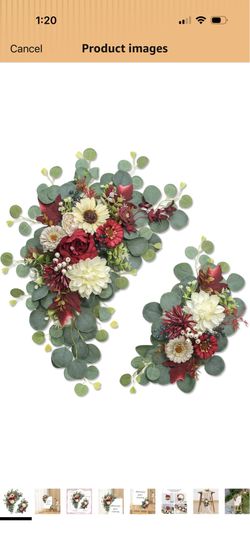 Artificial Wedding Arch Flowers for Wedding Sign,Set of 2 for Welcome Ceremony Sign,Faux Floral Swags, Banquet and Reception Backdrop Floral Decoratio