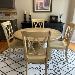48” Round Kitchen Table With Four Chairs