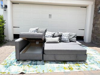 Gray L Shaped Sectional with Storage