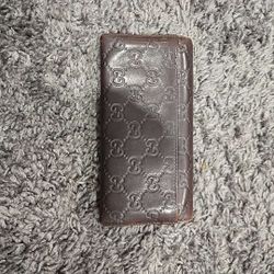GUCCI long wallet leather Brown men's 233112 Used
