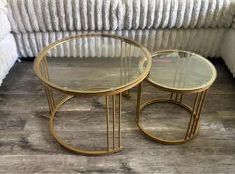 2 Gold Round Nesting Tables