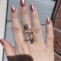 Herkimer Quartz And Meteorite Ring 