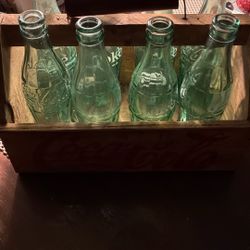 Old Antique Coca-Cola, Glass Bottles, And Carrying Case