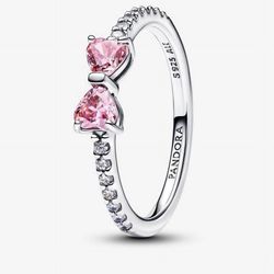 Pandora Sparkling Pink Bow Ring with Gift Box Sterling Silver