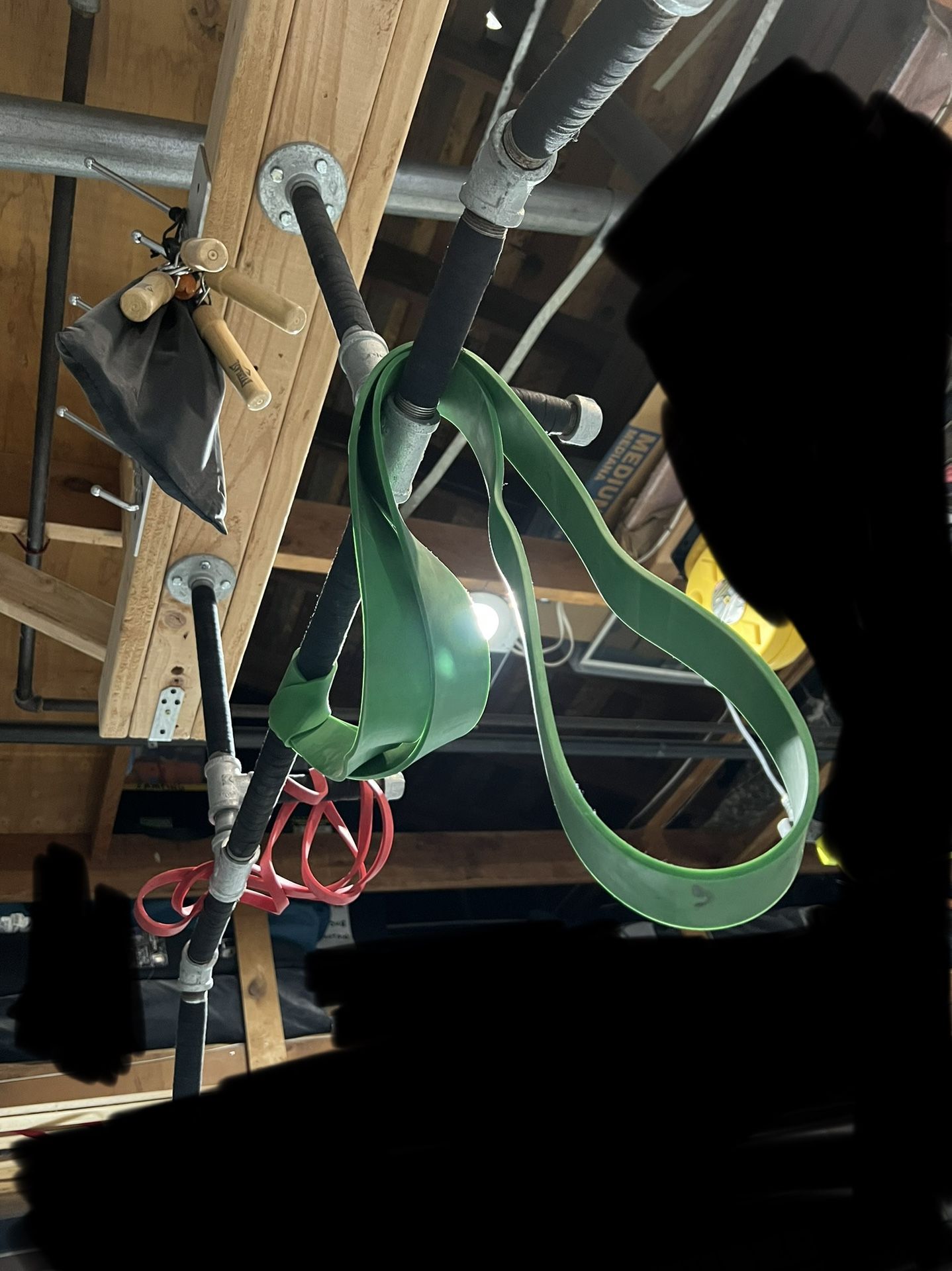 Galvanized pipe pull up bar.