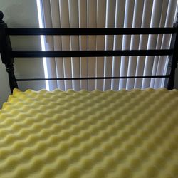 Queen headboard with mattress and box spring