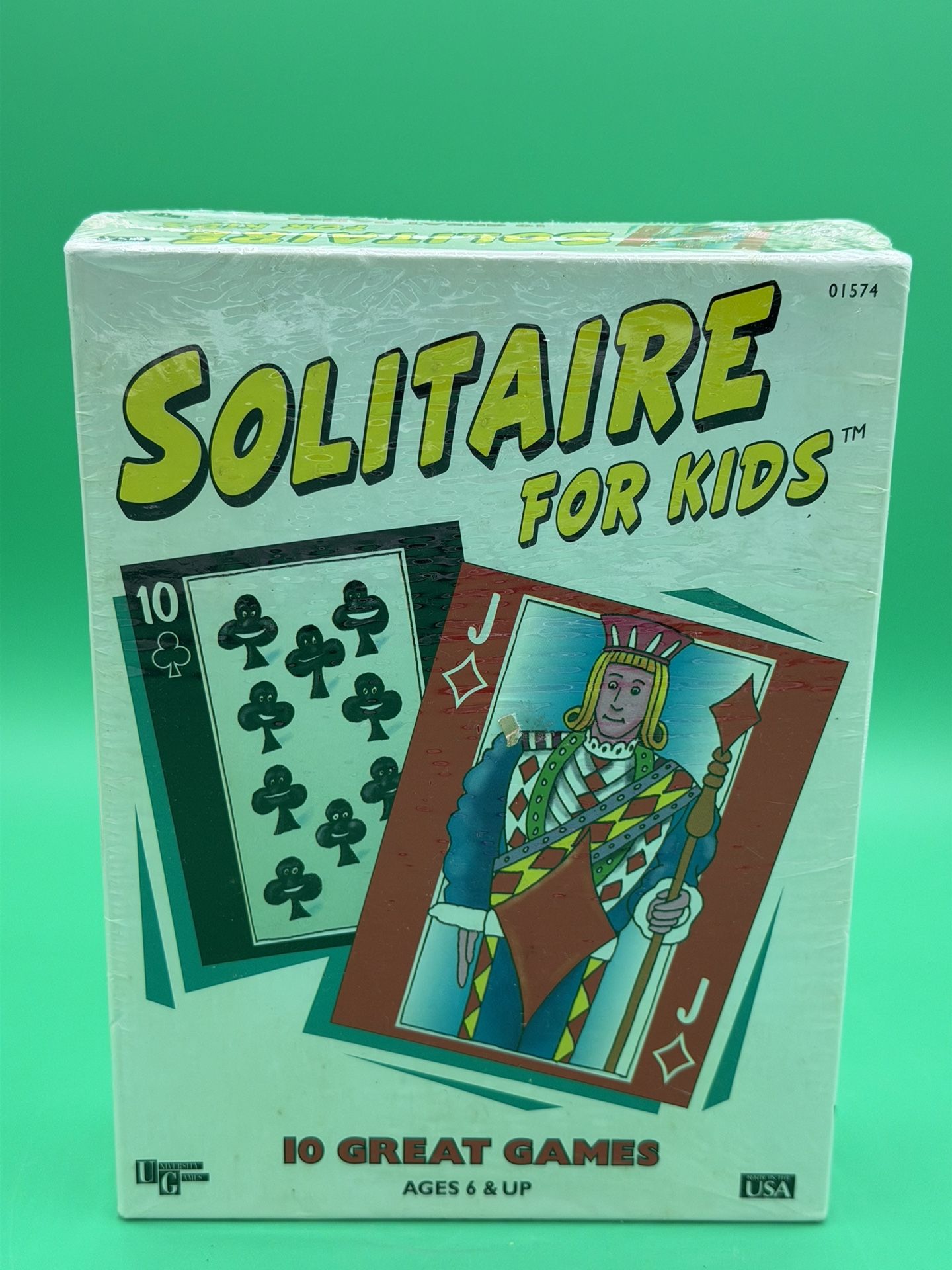 SOLITAIRE FOR KIDS by University Games Ages 6+ 10 Great Games 1996 Cards New Sealed 