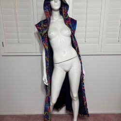 New Small unisex hooded duster reversible pockets festival rave jacket outfit EDC 