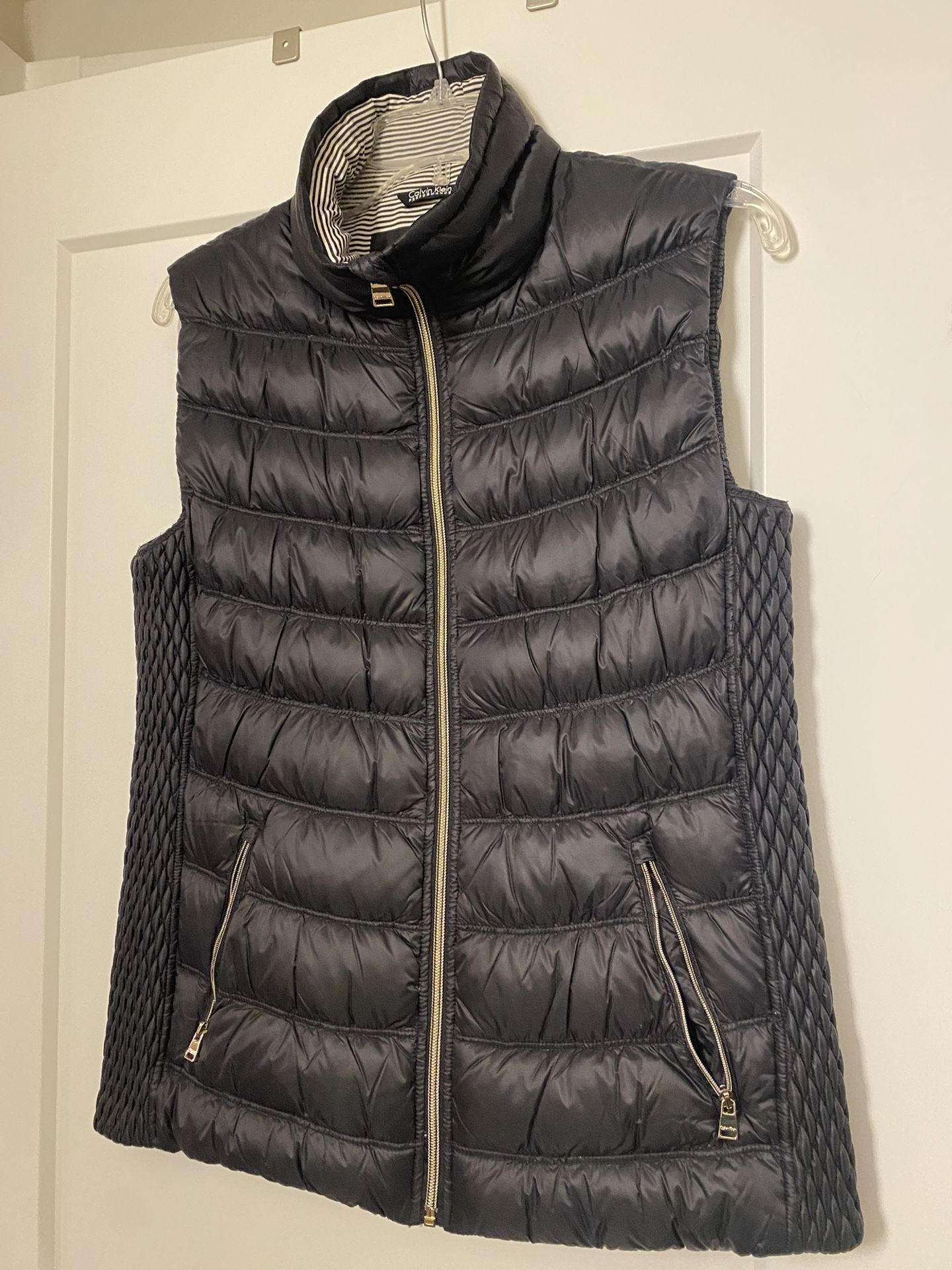 Calvin Klein Performance Puffer Vest Premium Down Zip Security Pockets Size Women M