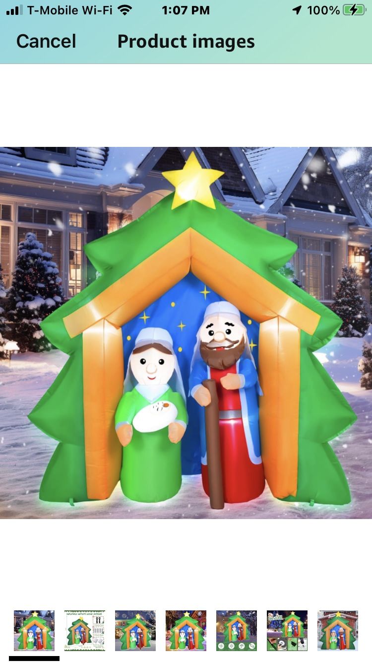 Rocinha 8FT Inflatable Nativity Scene Outdoor Nativity Set for Yard Christmas Inflatable Outdoor Decoration Blow Up Nativity Scene Outdoor Christmas D