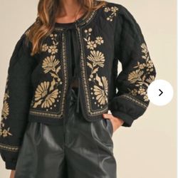 Brand new embroidered floral jacket (m)