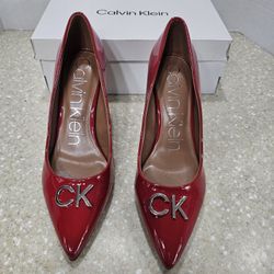 Calvin Klein Greta Pump/Heels Women's Size 9, Red Patent.  NWT