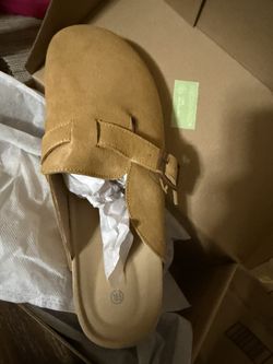 New  Woman’s Cork Suede Clogs and Mules,Soft Leather Sandal,House Slipper 10.5