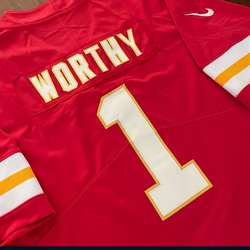 $40 Red  Kansas City Chiefs Kelce, Mahomes, Kelce, Worthy. Adult, Youth Mahomes Double stitched Youth adult