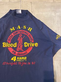 Vintage navy single stitch MASH Texas army national guard Blood drive size XL