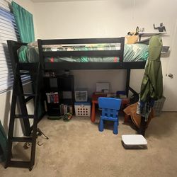 Dark Brown Wood Bunk Bed