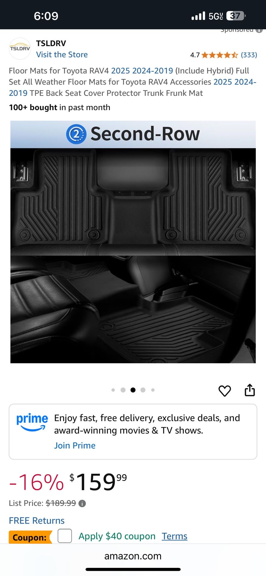 Toyota Rav4 2024-2025 Floor Mats