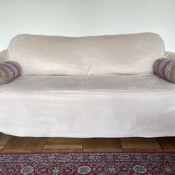 World Market Luxe Sofa Frame With Beige Removable Couch Cover