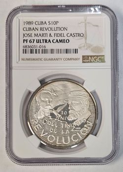 10 peso 1989 cuba silver jose marti