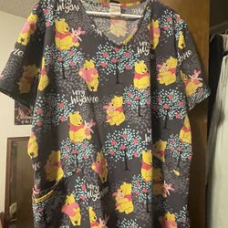 Winnie The Pooh Scrubs Nursing Medical 2X lightly used. 