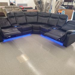 Power Reclining Sectional With Led And USB Port