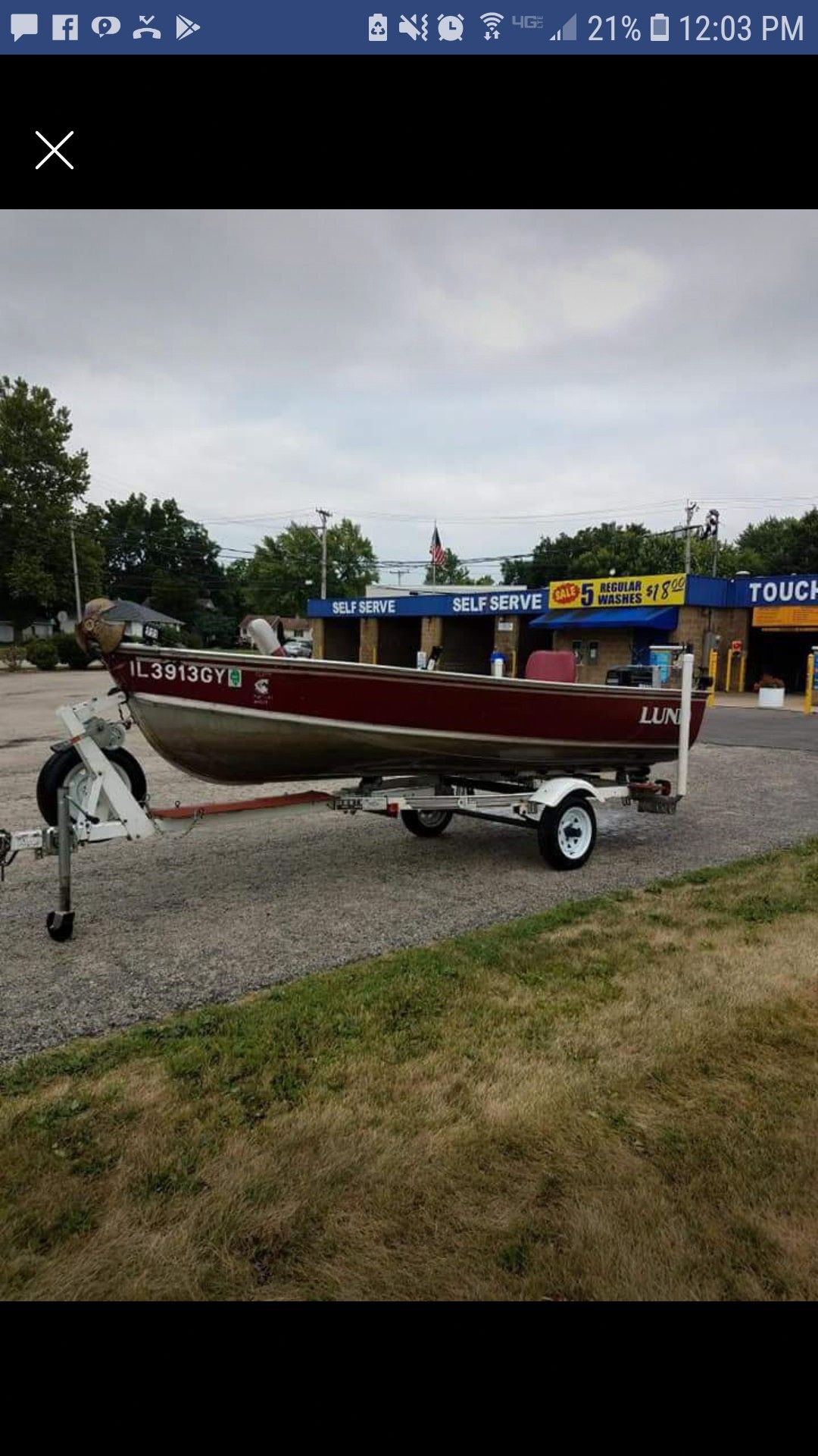 1988 Lund Deluxe 14ft Fishing Boat with 25 hp Mercury Outboard