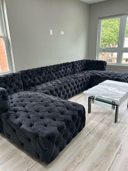 Black long couch sectional