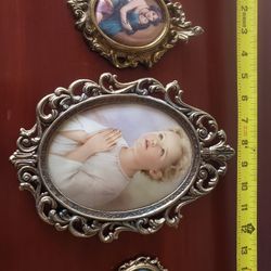 Vintage Glass Brass Filigree Picture