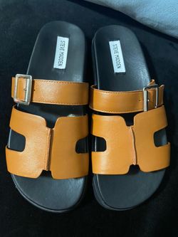 Steve Madden Mayhem Cognac Leather Sandals