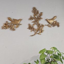 Vtge Wall Mid-Century Modern Plaques BRAND NEW CONDITION  BIRDS 🐦 🐦‍⬛🐦 AND BRANCH SYROCO DART WALL PLAQUES 