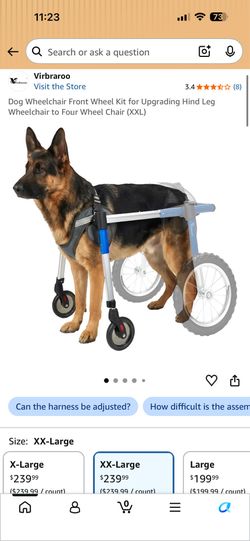 NEW IN BOX  Dog Wheelchair Front Wheel Kit for Upgrading Hind Leg Wheelchair to Four Wheel Chair (XXL)