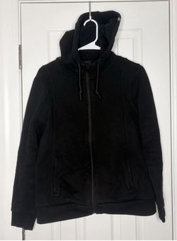 Figs Essential Fleece Full Zip Hoodie Sweatshirt Black Medium