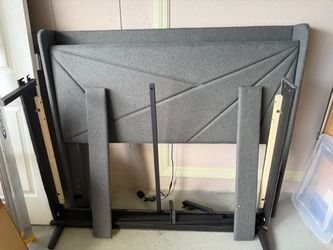 Gray Upholstered Full Bed Headboard with Frame