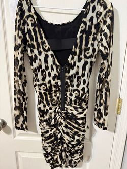 Guess Leopard Print Long Sleeve Mini Dress