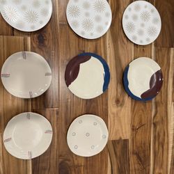 8 Assorted West Elm Dessert Plates