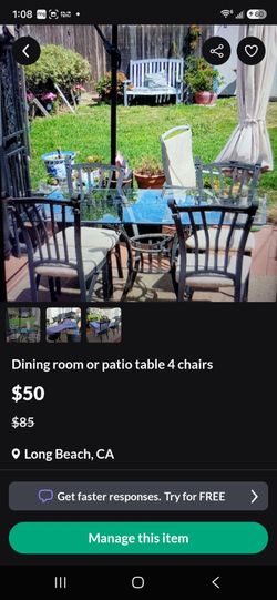 Black metal table 4 chairs