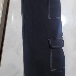 Girls Black Cargo Pants 11/12