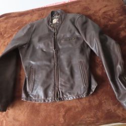 EZRA FITCH LEATHER CAFE RACER MOTORCYCLE JACKET abercrombie L