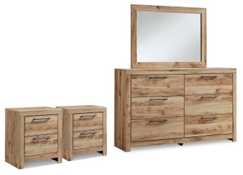 Hyanna Tan Brown Dresser, Mirror and 2 Nightstands (Online Special Price)