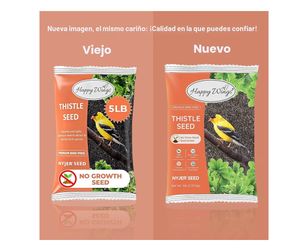 Happy Wings Comida para pájaros y calcetines vacíos con semillas de cardo Rico en aceite, alto contenido de grasa y energía, grano único, pinzones, go